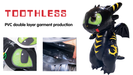 New upgrade Toothless PVC double layer inflatable costume
