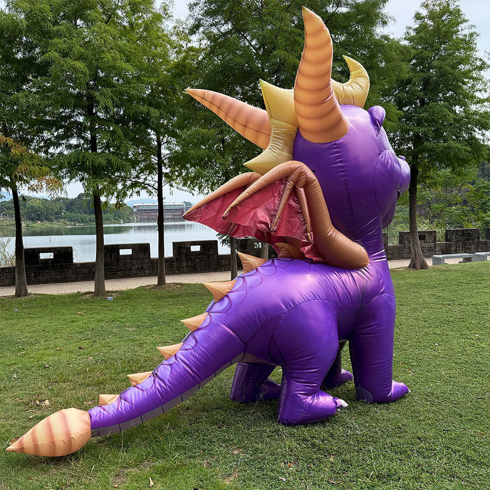 Spyro inflatable costume. Cute cartoon dragon.