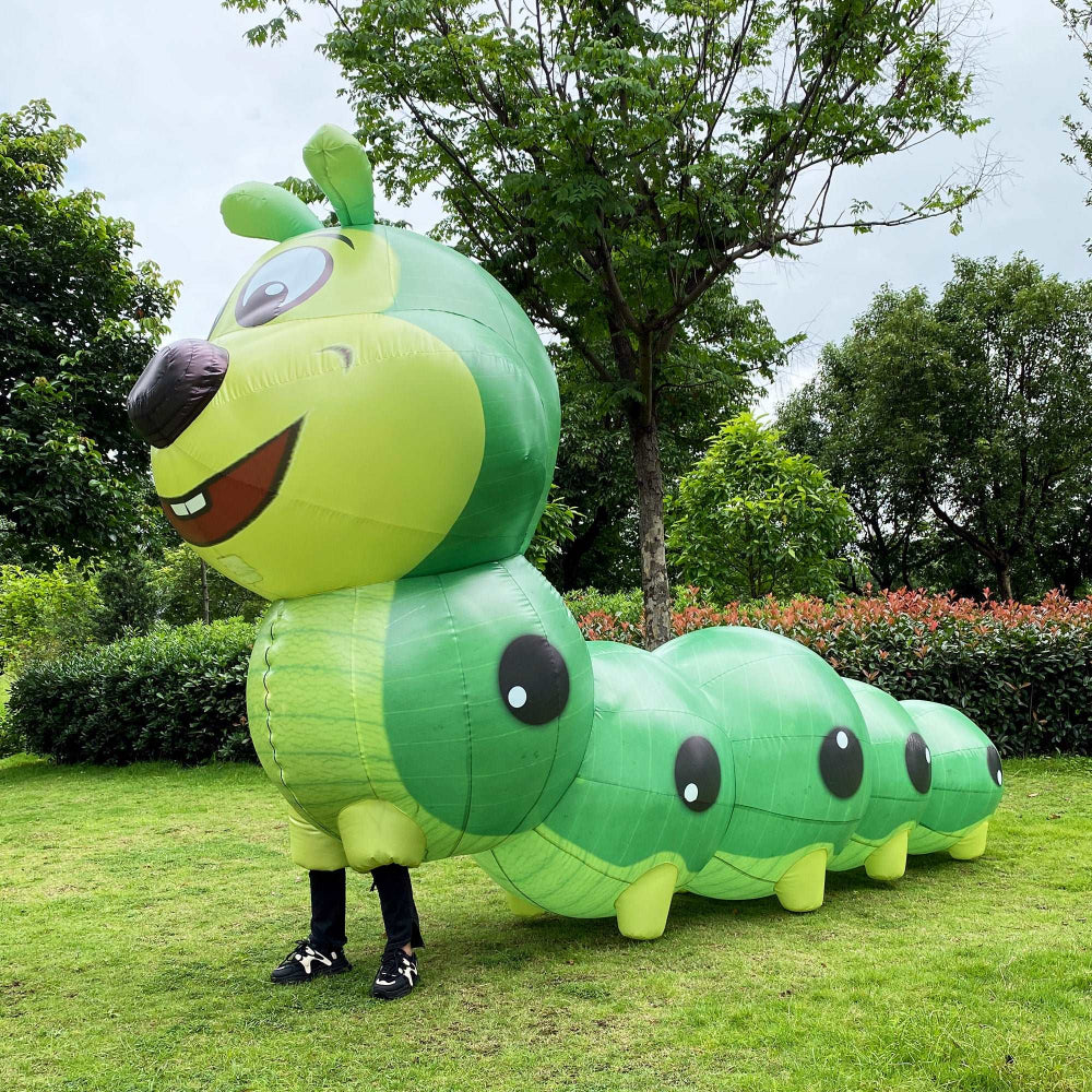 Inflatable caterpillar costume. Bug walking large mascot