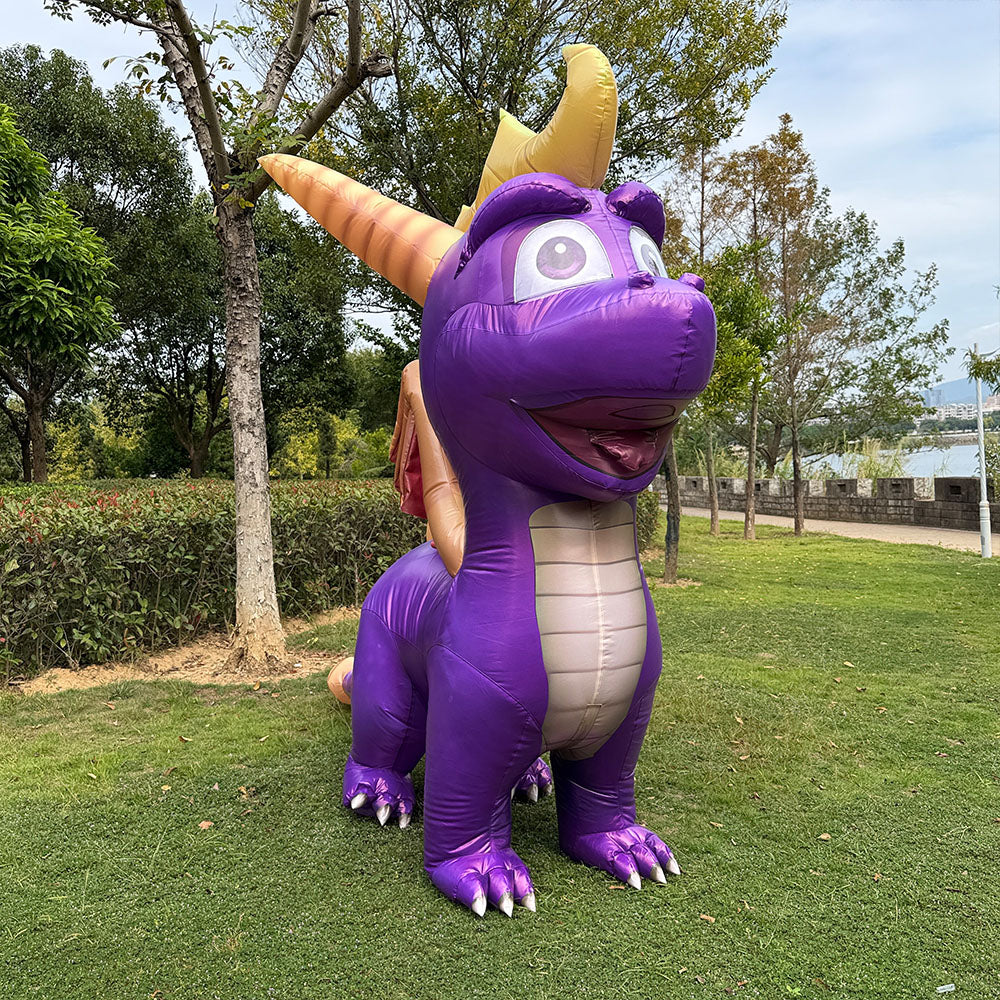 Spyro inflatable costume. Cute cartoon dragon.