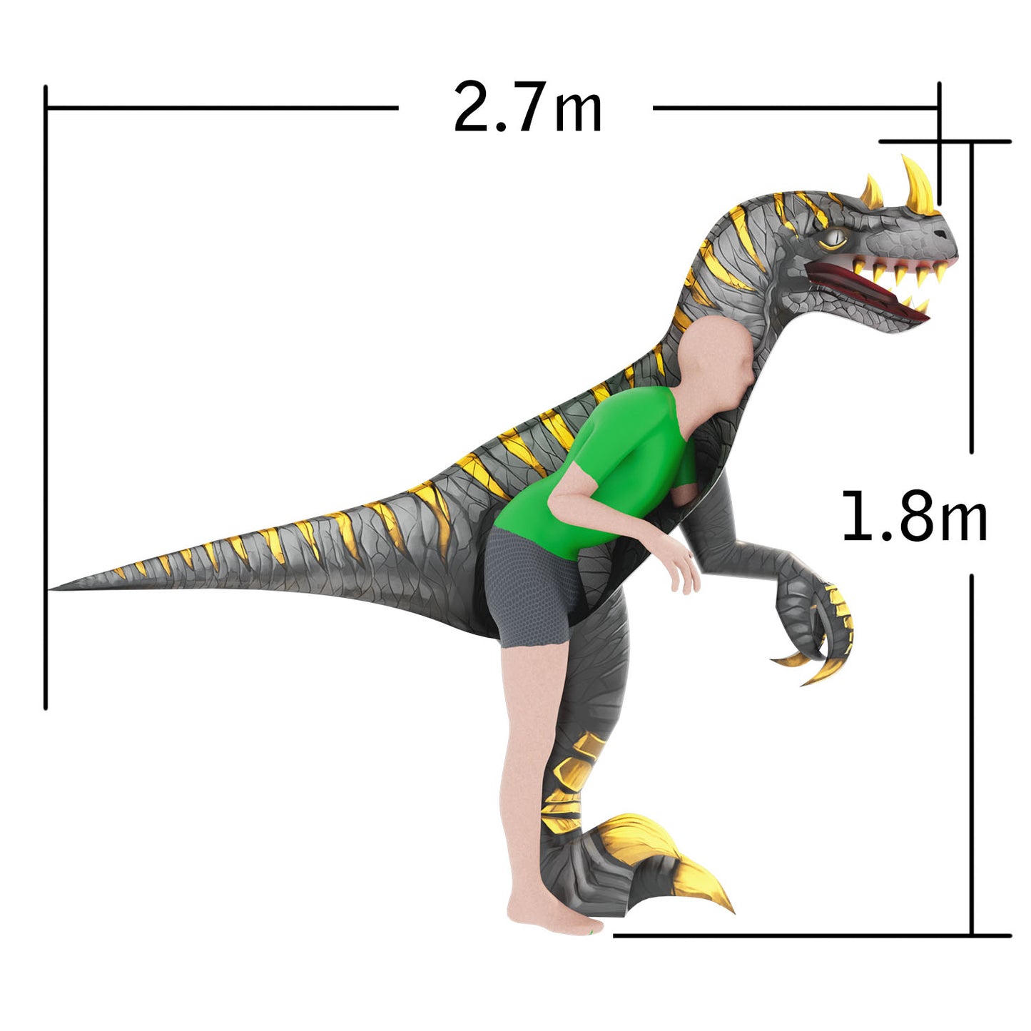 inflatable Velociraptor costume, Raptor dinosaur costume