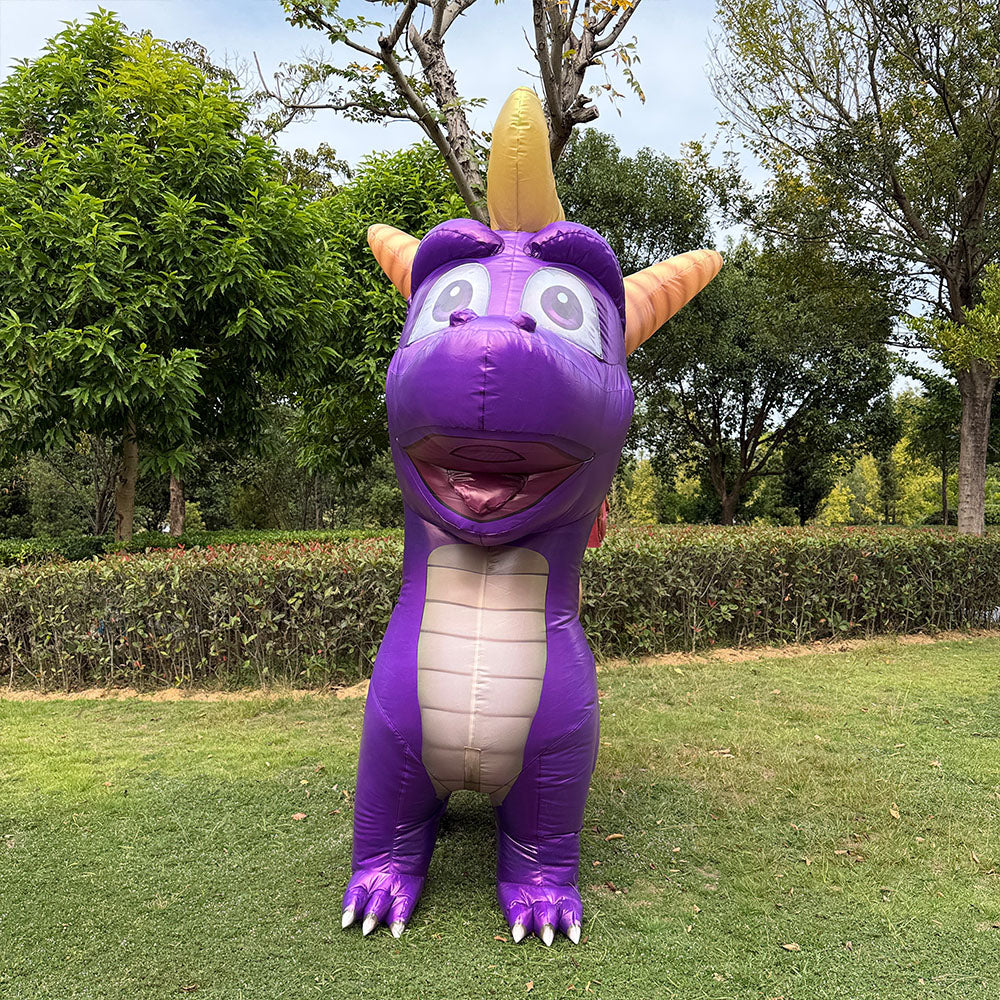 Spyro inflatable costume. Cute cartoon dragon.