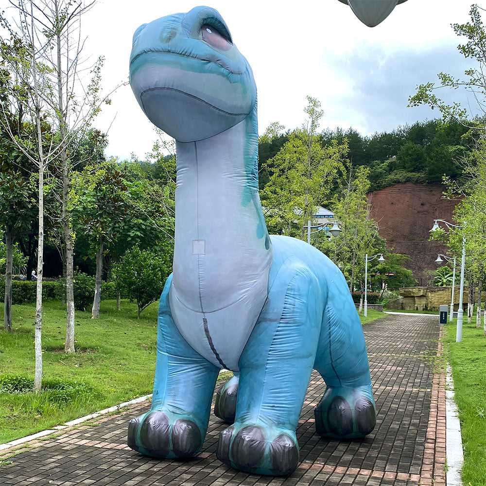 Brontosaurus baby inflatable costume. Cartoon dinosaur