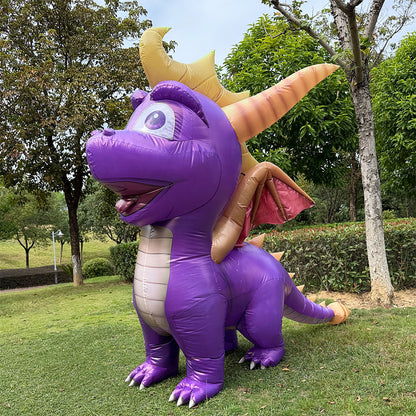 Spyro inflatable costume. Cute cartoon dragon.