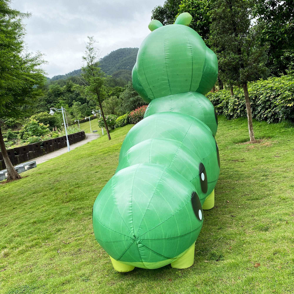 Inflatable caterpillar costume. Bug walking large mascot