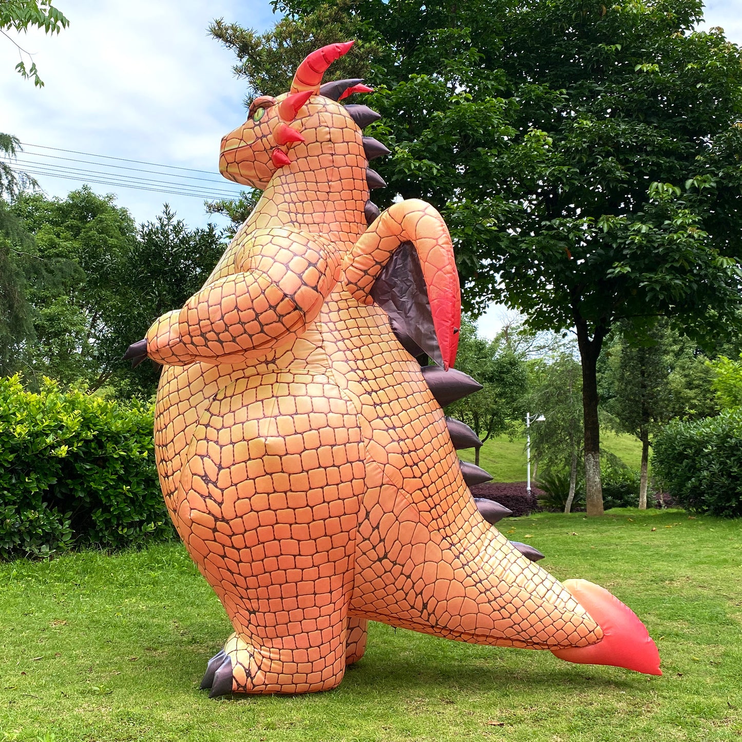 orange Dragon inflatable cosplay costume.