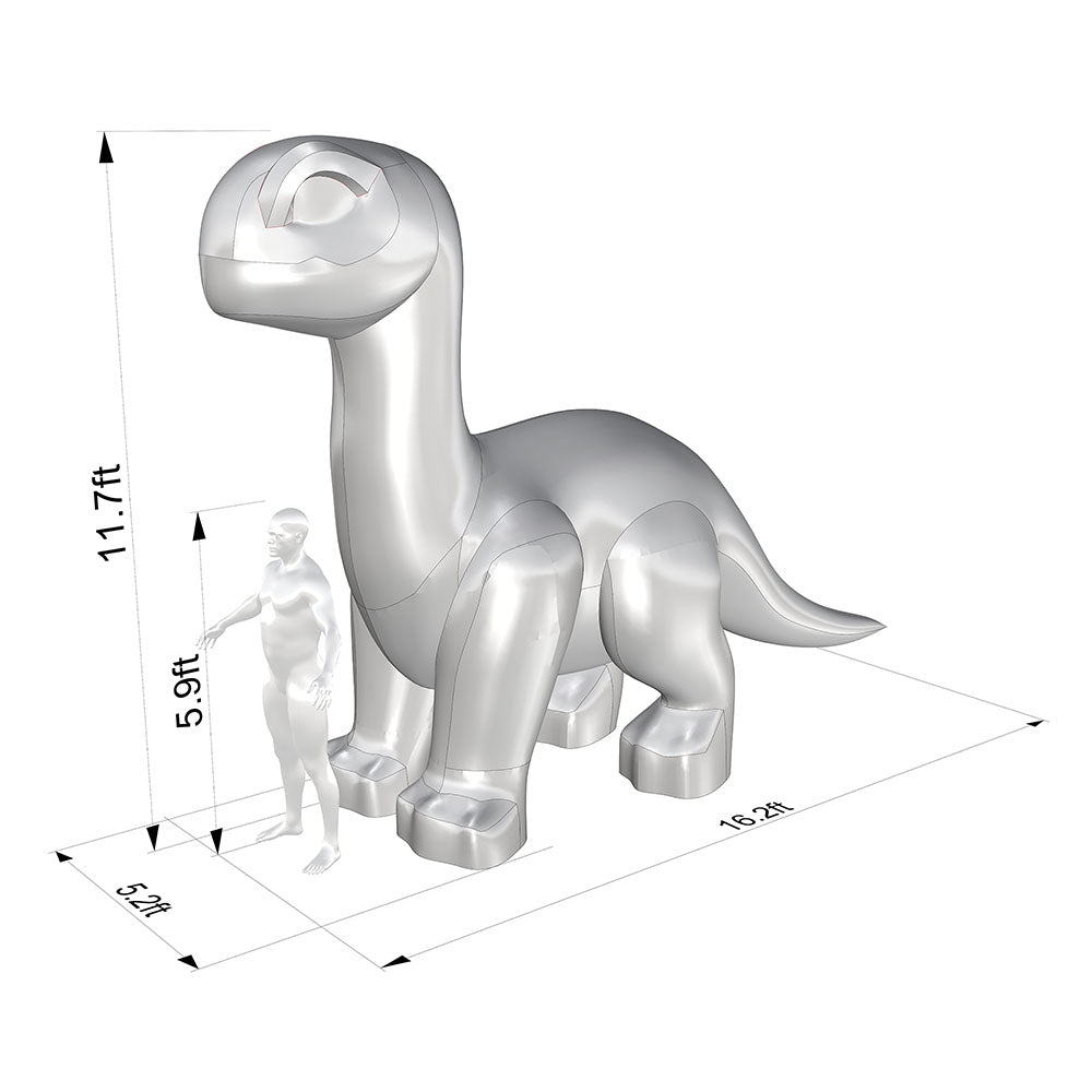 Brontosaurus baby inflatable costume. Cartoon dinosaur