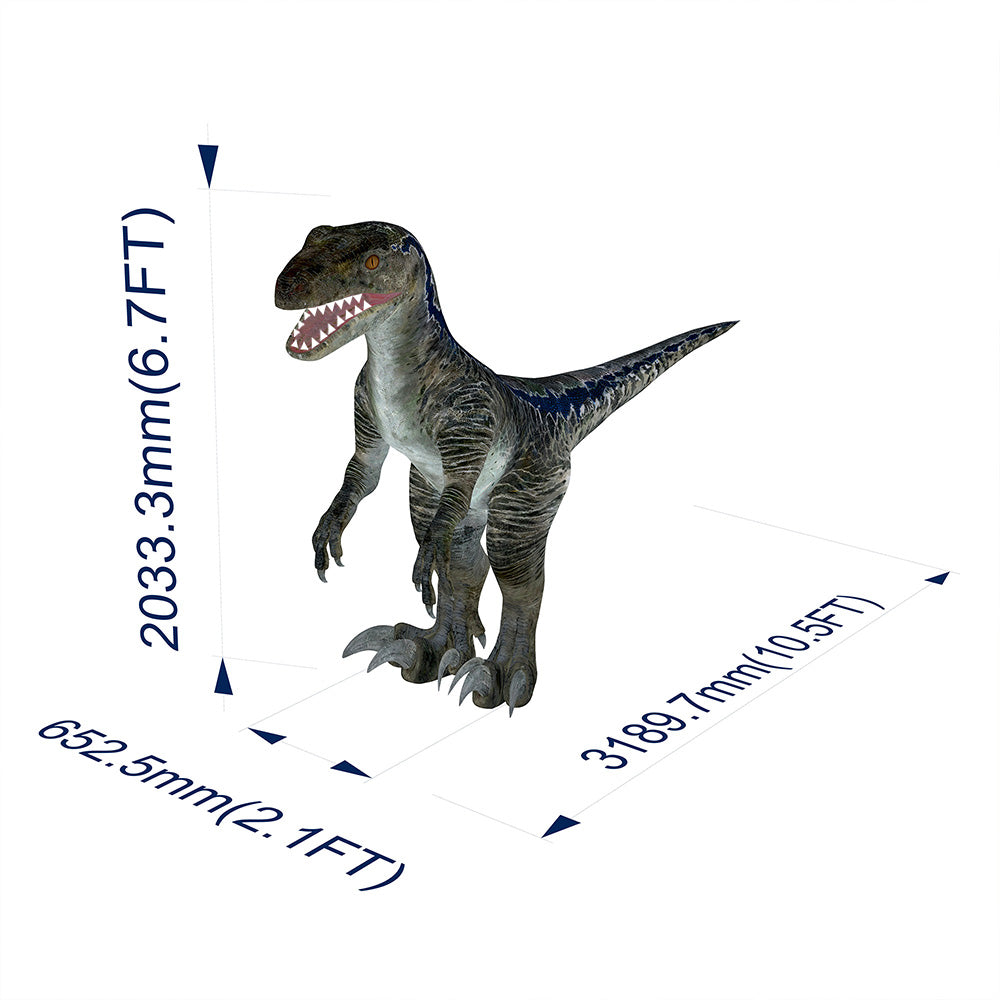 Raptor blue inflatable costume, the coolest dinosaur costume