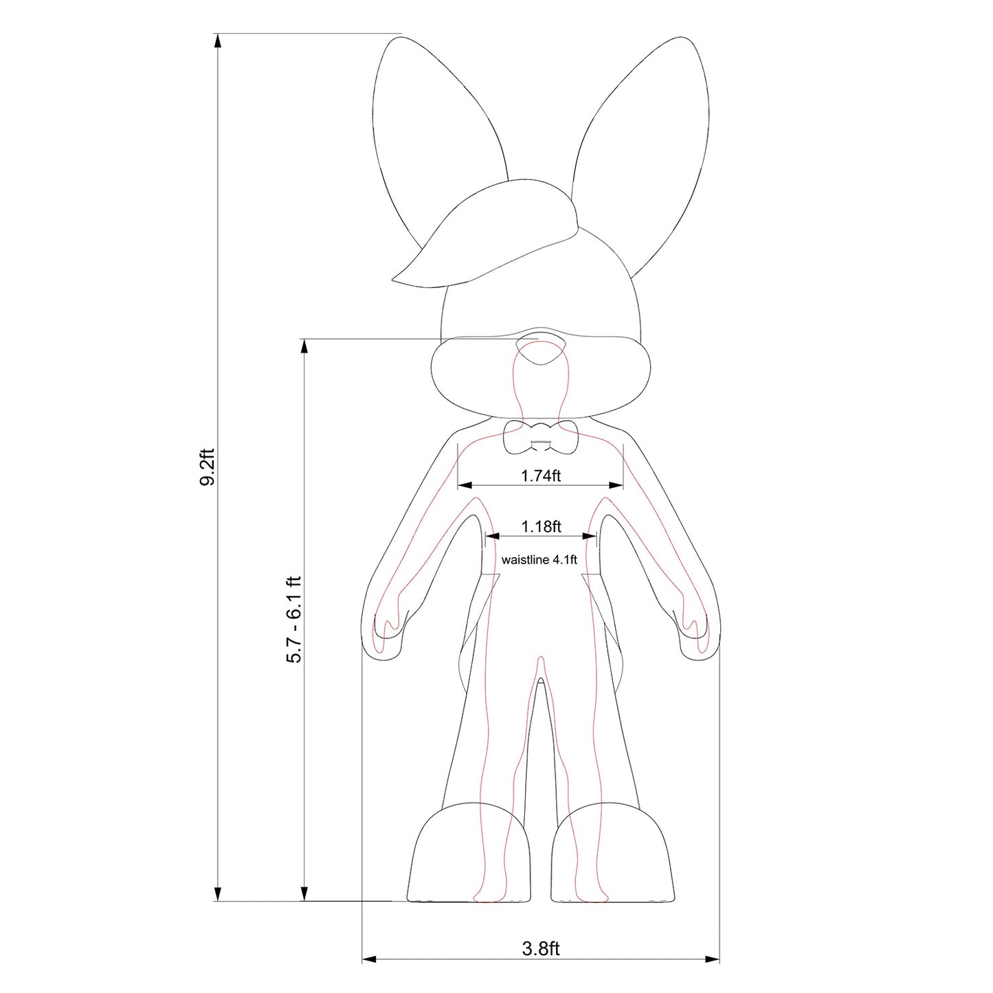 Bunny Inflatable Costume, Cute Tuxedo Mr. Rabbit