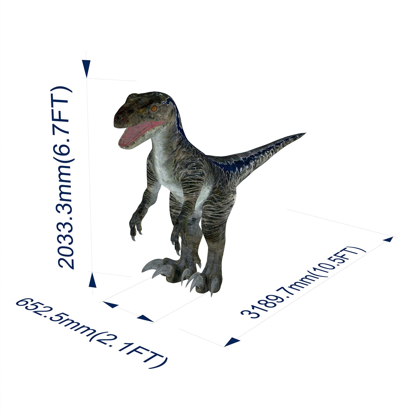 Raptor blue inflatable costume, the coolest dinosaur costume